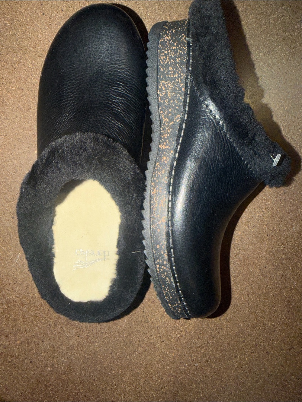 Dansko Black Shearling-Lined Clogs sz 37 NWOB